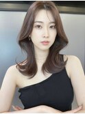 憧れ韓国くびれヘア/顔まわりカットレイヤーカット艶髪黒髪