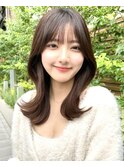 20代30代40代◎前髪パーマ韓国風巻きくすみベージュお団子ヘア