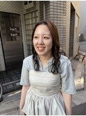 ナチュラルブラウン×パーマ風ミックス巻き