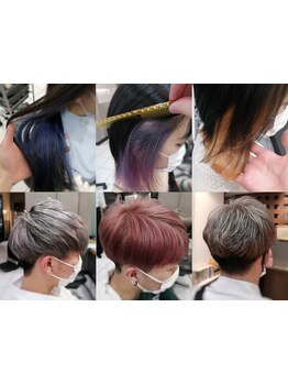 ショート～ミディアムの大人世代のブリーチカラー、ハイライトまで◎白髪の割合に合わせたデザインを提案！