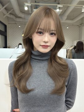 ワンホンレイヤー/ワンホンヘア/グレージュ/ブリーチなし