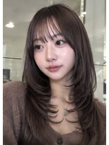 ベル 新宿(Belle)&nbsp;レイヤーカット　韓国ヘア　ミントベージュ　ハッシュカット新宿
