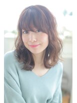 ジーナ 福岡天神(Zina)&nbsp;☆Zina☆おフェミなやわらかウェーブ　ワイドバングスタイル♪