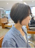 丸みショートボブ×グレージュカラー