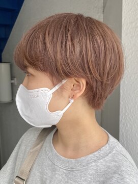 スー 渋谷(suu) ミニボブピンクベージュカラーショートボブショート丸みショート