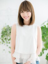 レアワンハナレ センター北美容院(lea/1 HANARE)&nbsp;センター北/髪質改善/ぱっつん前髪×シルキーベージュのロブf