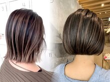 明るい白髪染め、白髪染めしながらのバレイヤージュ風、白髪を目立たせないハイライトももちろんできます☆