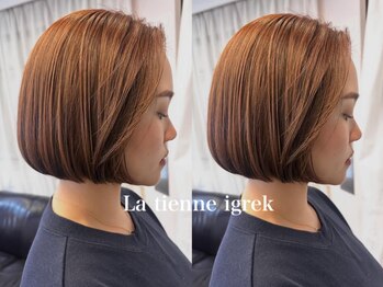 ラティアンヌイグレック(La tienne igrek)の写真/【梅田・大阪駅徒歩3分】似合わせ×ショートボブ×髪質改善で艶ボブを再現◎骨格に合わせたカットが人気！