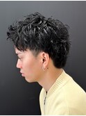 アップバング短髪ツイストスパイラルブリーチパーマツイスパ