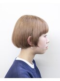 切りっぱなしボブ#ベージュ#ブリーチ#ダブルカラー#浜松#オン眉