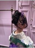 小学生ヘアセット　袴着付け
