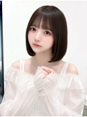 王道可愛いアイドルボブシースルーバング暗髪ボブ