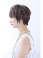 オーロ 宝塚店(ORO)&nbsp;ことりベージュネイビーカラー毛先パーマ小顔ワンサイドショート