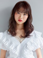 大人可愛いエアリーミディ 柔らかウェーブ ゆるふわミディ