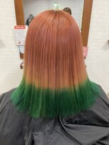 ヘア デザイン クランプ フロント(Hair Design CLAMP front)&nbsp;ローズカラーオンビビットグリーン裾カラー