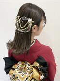 卒業式 成人式 振袖 袴 着付け ヘアセット 金箔 水引 外ハネ