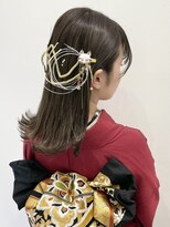 卒業式 成人式 振袖 袴 着付け ヘアセット 金箔 水引 外ハネ