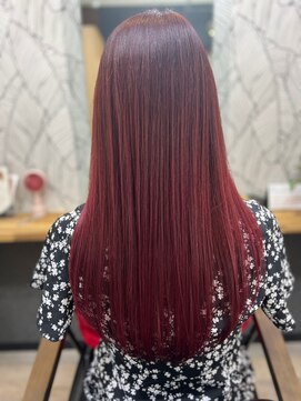 ヘアーカルチャー 小倉台店 HAIR CULTURE ロングストレートチェリーピンク髪質改善カラー