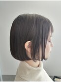 ミニボブ透明感カーキアッシュ