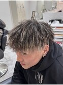 パイルツイスト/ホワイトハイライト/ツイストパーマ