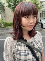 フェンヘアーアイス 中目黒(Fen.hair ici)&nbsp;20代30代暖色系カラーワインレッド大人ボブ姫カット小顔