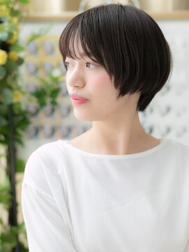 カバーヘア ブリス 川口(COVER HAIR bliss) ★小顔補正カット黒髪アッシュひし形丸みショート20代30代★1