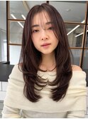 ◎小顔ロングレイヤー×シースルーバング美髪韓国風