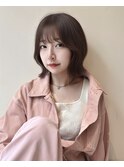 オリーブグレー/前髪/ボブ/マロンベージュ/レイヤーカット/小顔
