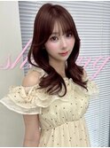 グレージュロングヘアブリーチなしウルフパーマミディアムヘア◎