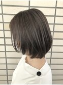 グレージュナチュラルハイライトボブ☆