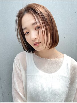 ミィ 表参道(mee.) デザインカラー/レイヤーカット/ウェットヘア/オリーブベージュ