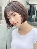 Simple bob#切りっぱなしボブ#美髪#ピンクブラウン
