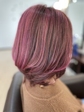 ヘアー デザイン トゥナンテ(hair design tunante) ピンクハイライト