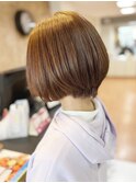髪質改善ナチュラルボブ艶感ライトオレンジベージュ
