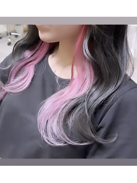 ヘアサロン レリー(hair salon relie) 【インナーカラー】ピンクインナー×ダークグレーカラー relie