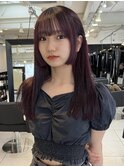 △ダブルカラー韓国風ボルドーカラーピンクレッドカラー姫カット