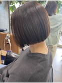 グレージュカラー/ボブウルフ/黒髪/ココアベージュ