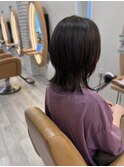 20代30代40代ミディアムウルフ【ウルフボブ】暗髪透明感カラー