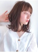 say.黒髪ボブルフネビージュ小顔ワンレンぱっつん前髪ハイライト