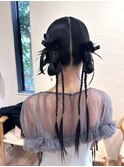 ツインお団子アップ ドレスヘア 結婚式 お呼ばれ 二次会