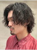 銀座波巻きスパイラルパーマシャドウパーマセンターパート七三