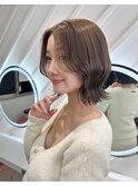 韓国くびれボブ×くすみベージュ