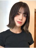 外ハネボブ ブラウン ブリーチなしダブルカラー 透明感 20代30代