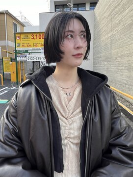 ワール(whirl.) 前下がりボブマッシュショートウルフブルーブラック30代40代