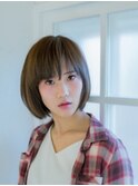 グレージュ×フリンジモードショートボブ【関内　馬車道】