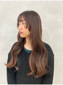サイドバング×ロングヘア