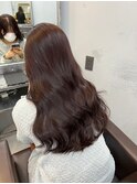 イメチェンハッシュカットフルバング似合わせレッドブラウン
