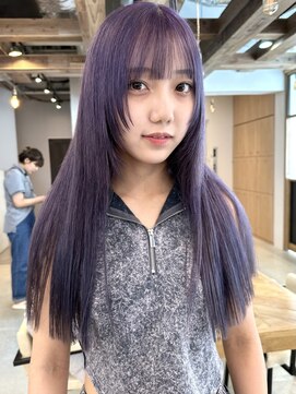 ディッセンバー 神宮前(December) パープルカラーぶどうカラーレイヤーロング /ワイドバング