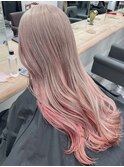 2768ブリーチ＆インナーカラーホワイトブロンドホワイトピンク