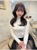 韓国風くびれレイヤーカット×グレージュ×透明感ブラウン川又